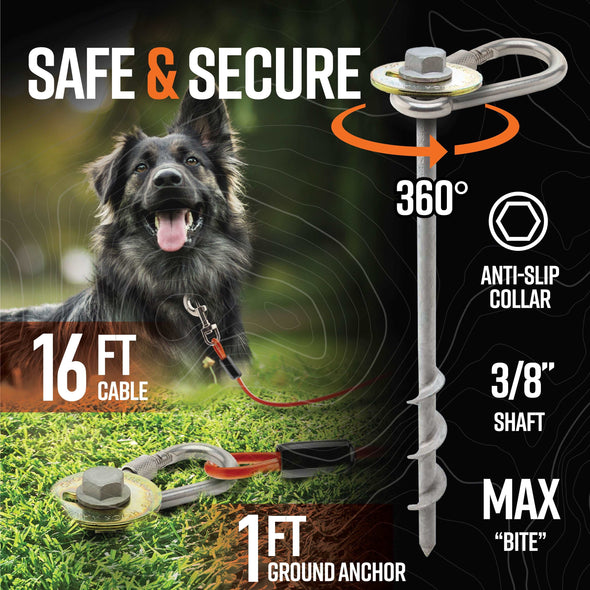 Grounded Paws Dog Tie Out & Run Kit