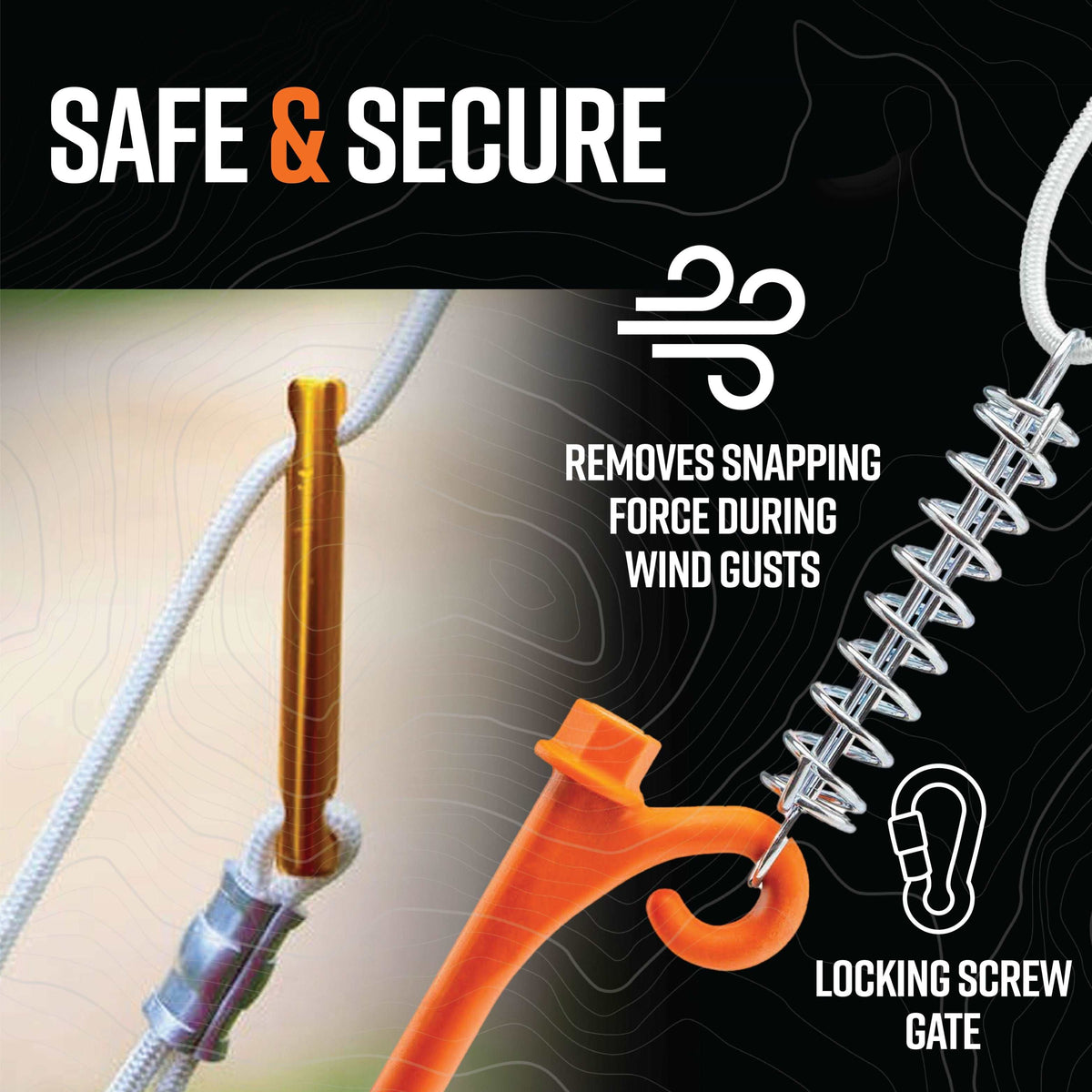 Spring Loaded Rope Spring Loaded Guy Rope Tie Downs – GroundGrabba
